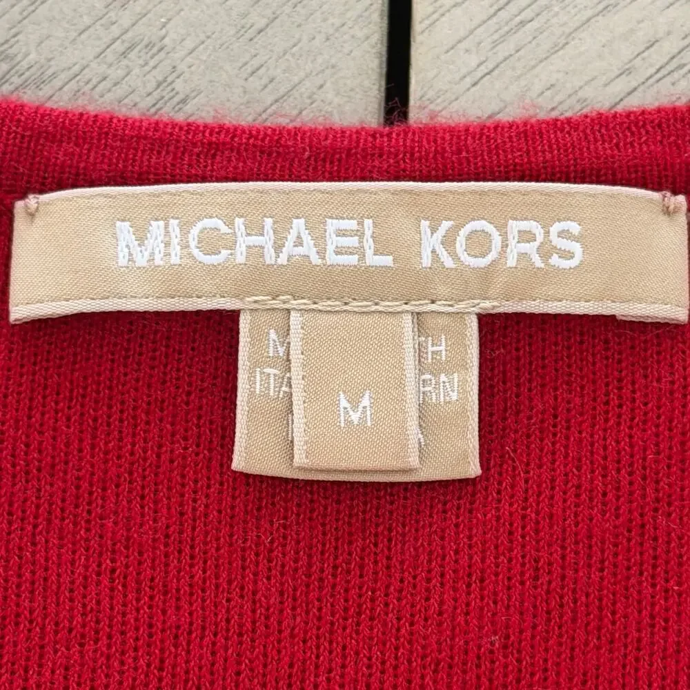 Michael Kors  Red Cashmere Short-Sleeve Sweater Medium